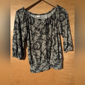 Floral Black and Gray Women's Top
